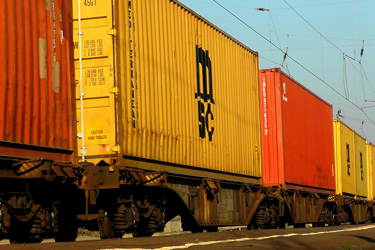 Containers on train