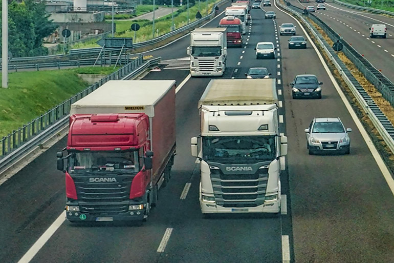 Trucks on the highway