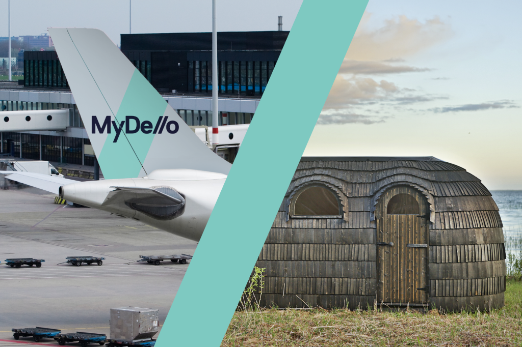 Back of the plane with MyDello logo and sauna of Iglugraft