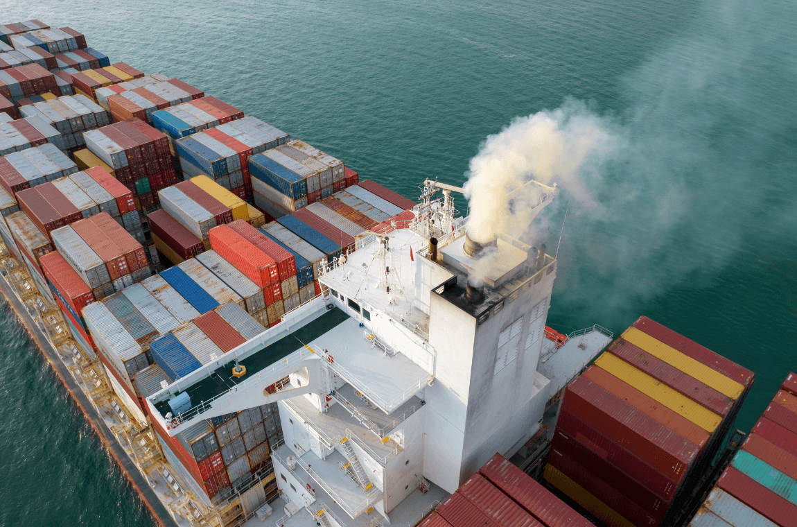 "A cargo ship at sea, symbolizing efficient logistics operations