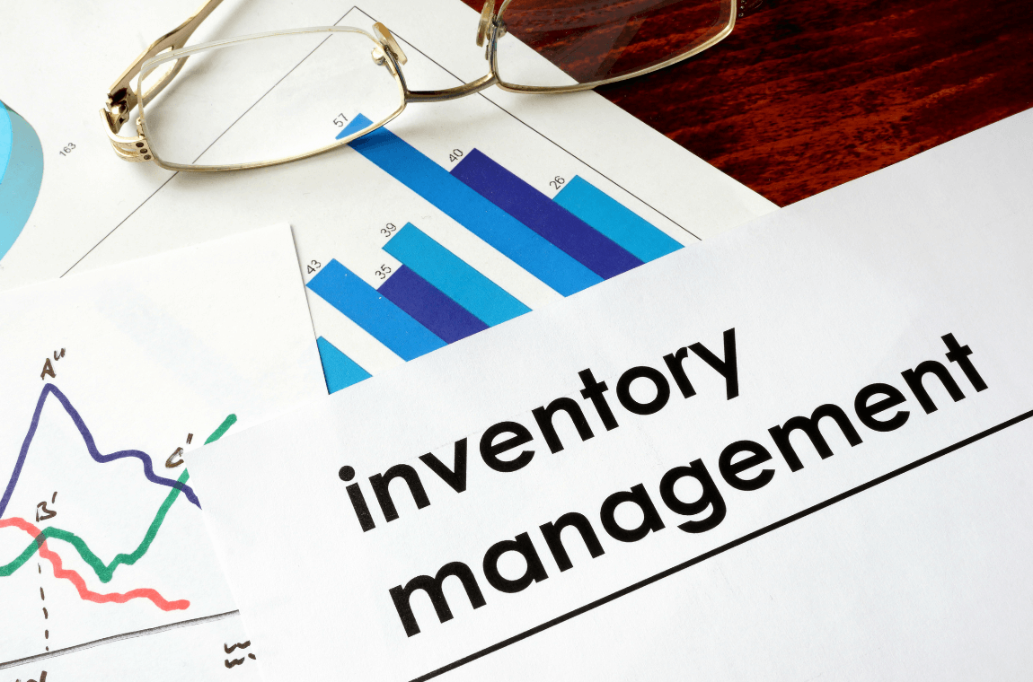 Paper on a desk titled "Inventory Management" highlighting MyDello's approach to effective inventory solutions.