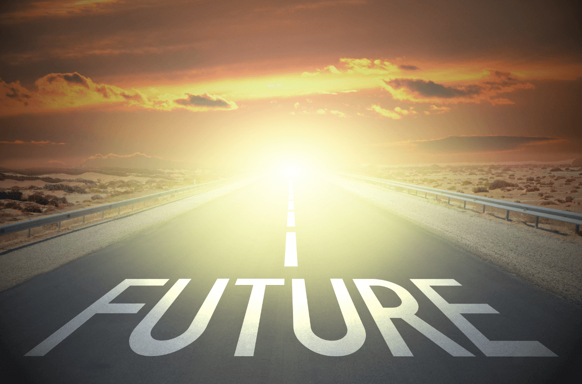 Road leading towards the horizon with 'Future' text, symbolizing MyDello's forward-thinking logistics solutions