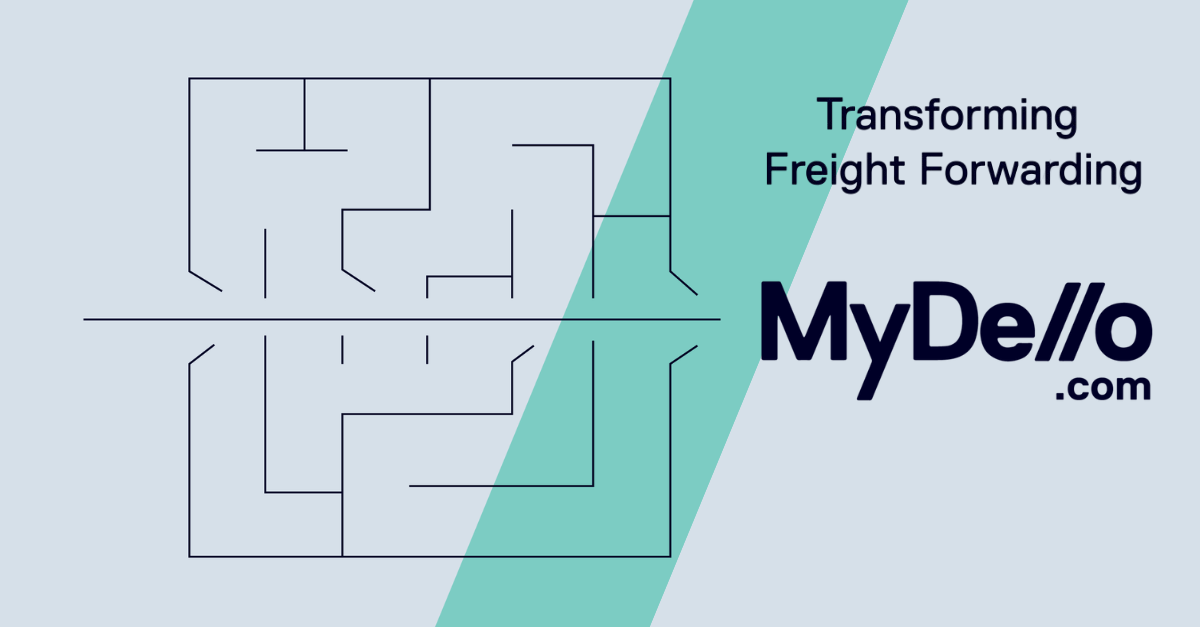 Illustration of MyDello drawing a straight path through a customs paperwork maze, symbolizing simplified UK import logistics